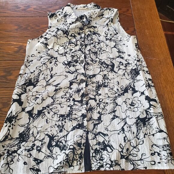 Soft Surroundings Georgia black&white sleeveless b - Picture 3 of 5